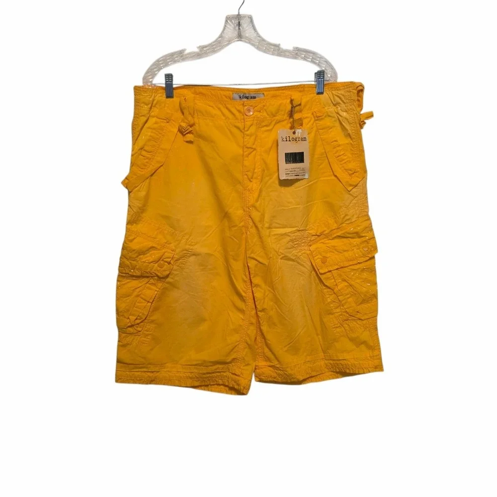 Vintage Kilogram Cargo Shorts Skater Baggy Combat Harlem Yellow Mens 38 NWT NEW